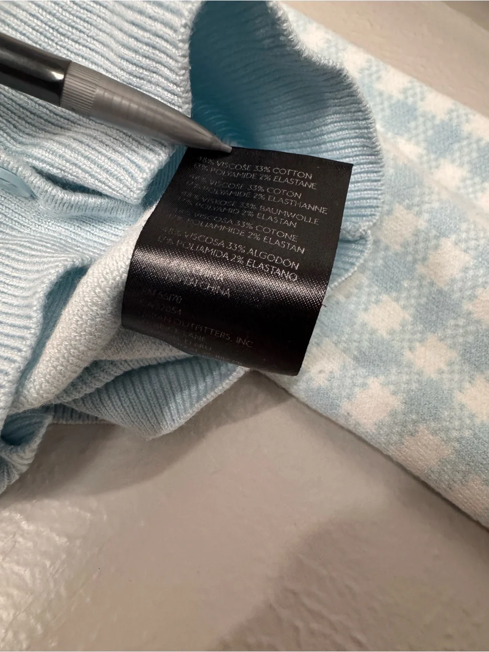 Urban Outfitters Light Blue Gingham Ruffle Trim Cardigan Cottage Core